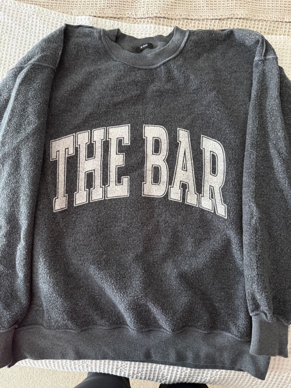 REVERSIBLE The Bar Charcoal Crewneck Sweatshirt with White Logo